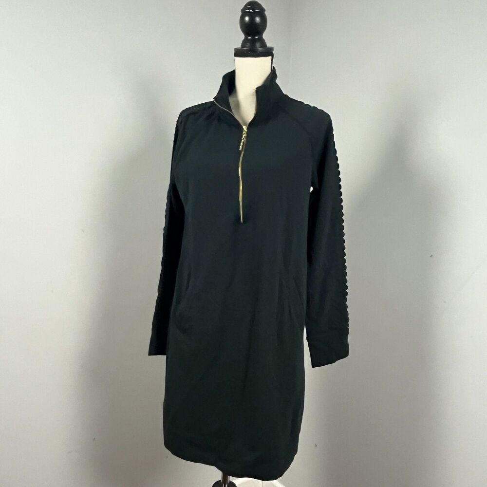 Lilly Pulitzer Skipper Solid Popover Dress Onyx Black Long Sleeve Women's Medium - Picture 3 of 7